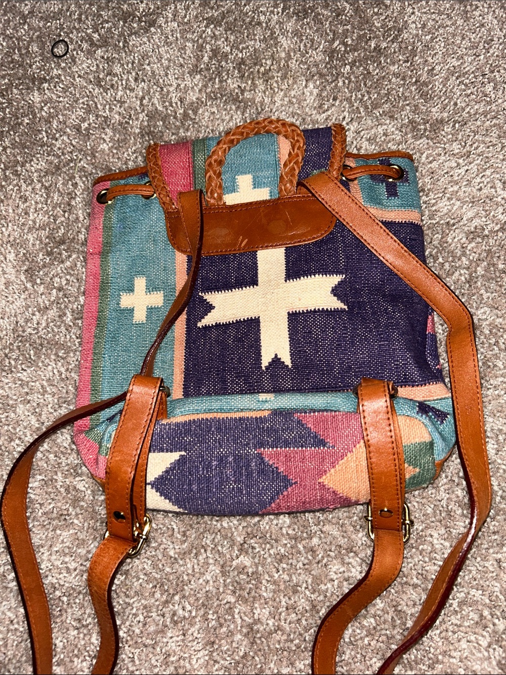 Boho Aztec Drawstring Backpack - Multi Color - Picture 2 of 4